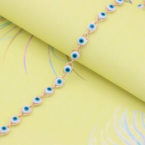 "Delicate Rose Gold Evil Eye Bracelet, XPBL0780 - Picture 5 of 12